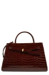 Veronica Beard Large Dash Croc Embossed Leather Tote In Brown
