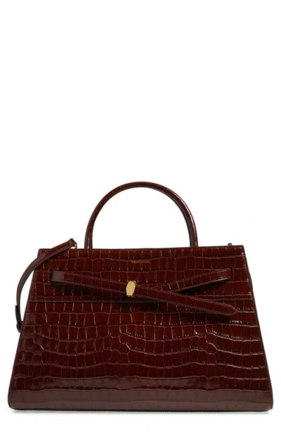 Veronica Beard Large Dash Croc Embossed Leather Tote In Chestnut