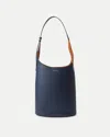 Veronica Beard Large Loop Leather Shoulder Bag In Blue