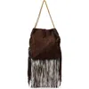 Veronica Beard Suede Fringe Slouch Shoulder Bag Espresso In Brown