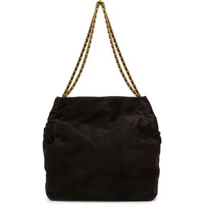 Veronica Beard Large Slouch Suede Shoulder Bag In Black