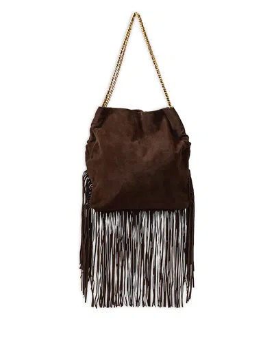 Veronica Beard Large Suede Fringe Slouch Shoulder Bag In Brown