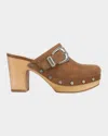 Veronica Beard Larken Suede Platform Clogs In Brown