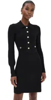 Veronica Beard Lauper Ribbed Button-front A-line Mini Dress In Black