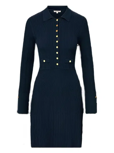 Veronica Beard Lauper Ribbed-knit Mini Dress In Blue