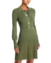 Veronica Beard Lauper Long-sleeve Ribbed Mini Dress In Stone Army