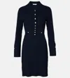 Veronica Beard Lauper Ribbed-knit Minidress In Blue
