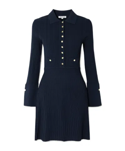 Veronica Beard Lauper Ribbed-knit Mini Dress In Blue