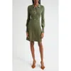 Veronica Beard Lauper Long-sleeve Ribbed Mini Dress In Stone Army