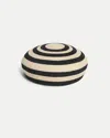 Veronica Beard Le Jeanne Stripe Raffia Hat Black White In Black/white