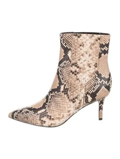 Pre-owned Veronica Beard Leather Animal Print Boots In Neutral