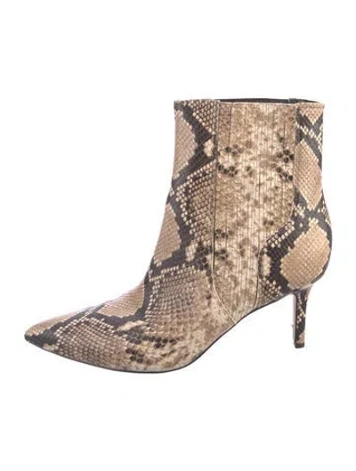 Pre-owned Veronica Beard Leather Animal Print Boots In Neutral
