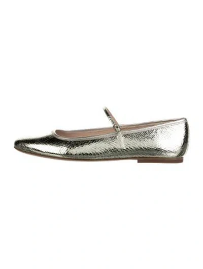 Pre-owned Veronica Beard Leather Animal Print Mary Jane Flats In Green