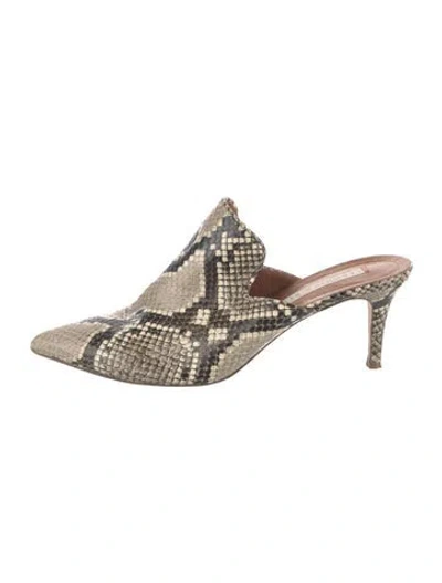 Pre-owned Veronica Beard Leather Animal Print Mules In Neutral