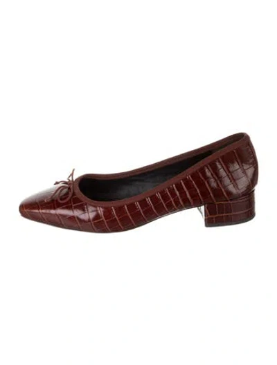 Pre-owned Veronica Beard Leather Animal Print Pumps In Red