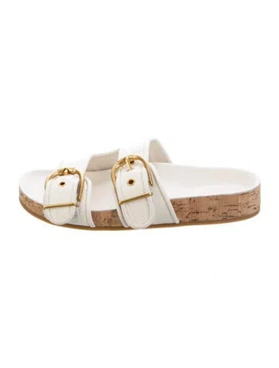 Pre-owned Veronica Beard Leather Animal Print Slides In Multicolor