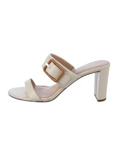 Pre-owned Veronica Beard Leather Animal Print Slides In Neutrals