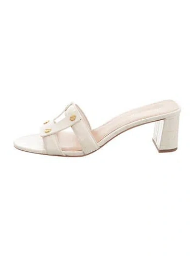 Pre-owned Veronica Beard Leather Animal Print Slides In Neutrals