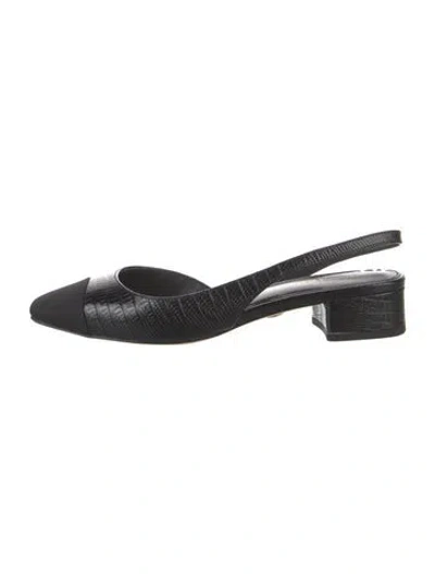 Pre-owned Veronica Beard Leather Animal Print Slingback Flats In Black