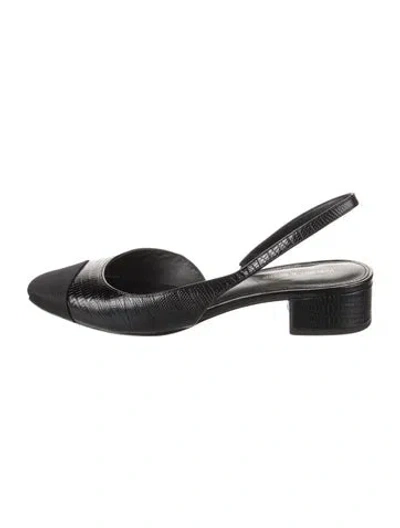 Pre-owned Veronica Beard Leather Animal Print Slingback Pumps In Black