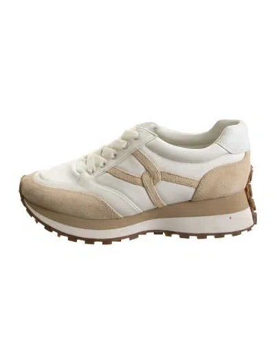 Pre-owned Veronica Beard Leather Athletic Sneakers In White