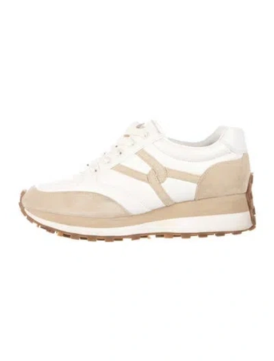 Pre-owned Veronica Beard Leather Athletic Sneakers In White
