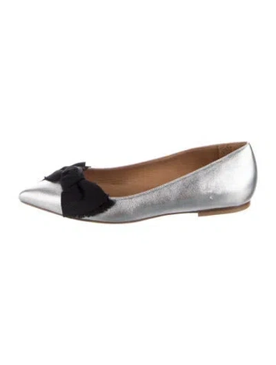 Pre-owned Veronica Beard Leather Ballet Flats In Silver