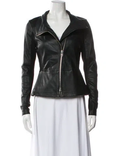 Pre-owned Veronica Beard Leather Biker Jacket In Black