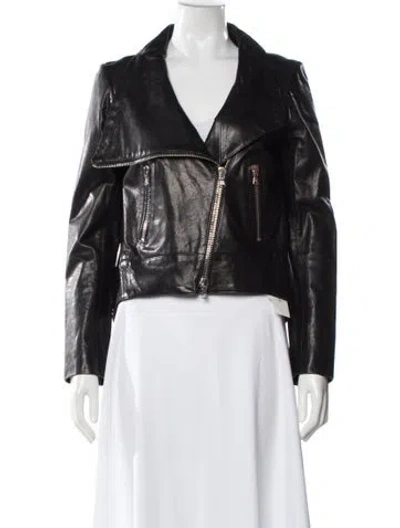 Pre-owned Veronica Beard Leather Biker Jacket In Black