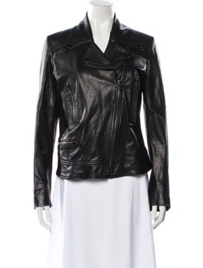 Pre-owned Veronica Beard Leather Biker Jacket In Black
