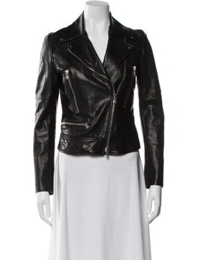Pre-owned Veronica Beard Leather Biker Jacket In Black
