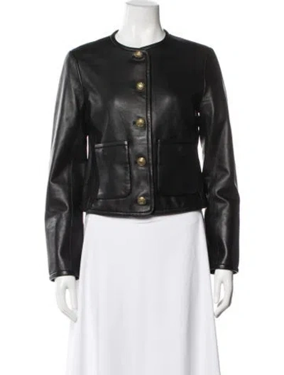 Pre-owned Veronica Beard Leather Biker Jacket In Black