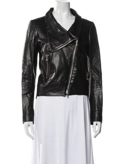 Pre-owned Veronica Beard Leather Biker Jacket In Black