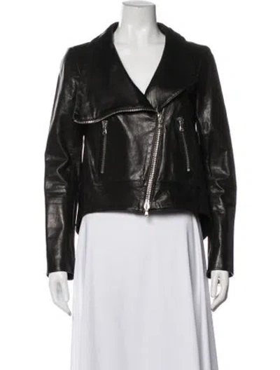 Pre-owned Veronica Beard Leather Biker Jacket In Black