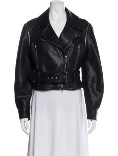 Pre-owned Veronica Beard Leather Biker Jacket In Blue