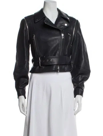 Pre-owned Veronica Beard Leather Biker Jacket In Blue