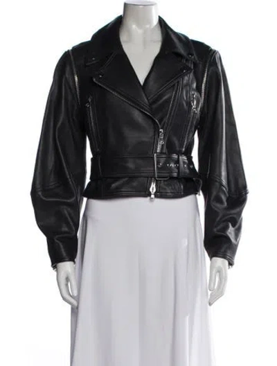 Pre-owned Veronica Beard Leather Biker Jacket In Blue