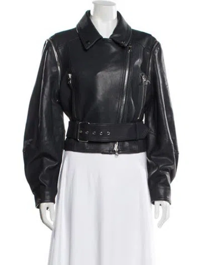 Pre-owned Veronica Beard Leather Biker Jacket In Blue