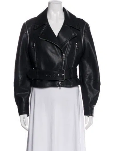 Pre-owned Veronica Beard Leather Biker Jacket In Blue