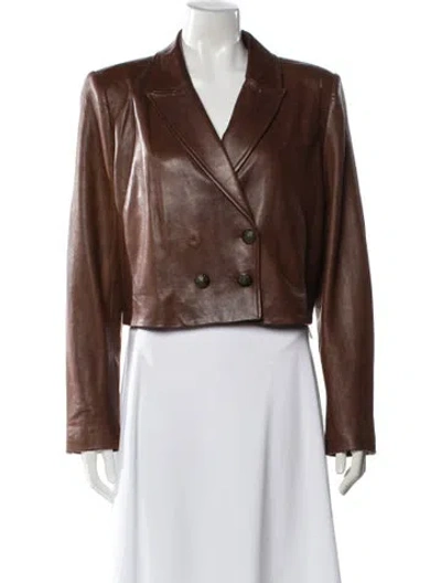 Pre-owned Veronica Beard Leather Biker Jacket In Brown