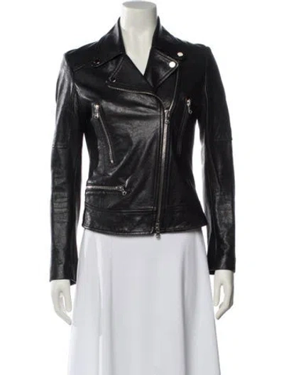 Pre-owned Veronica Beard Leather Biker Jacket In Gray