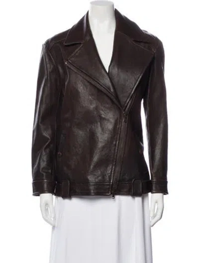 Pre-owned Veronica Beard Leather Biker Jacket W/ Tags In Brown