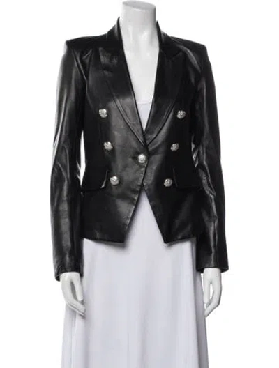 Pre-owned Veronica Beard Leather Blazer In Black