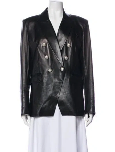 Pre-owned Veronica Beard Leather Blazer In Black