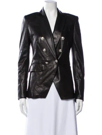 Pre-owned Veronica Beard Leather Blazer In Black