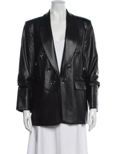 Pre-owned Veronica Beard Leather Blazer In Black
