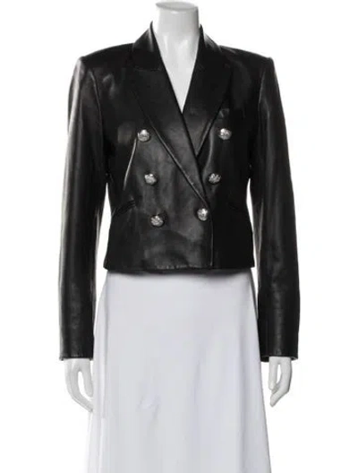 Pre-owned Veronica Beard Leather Blazer In Black