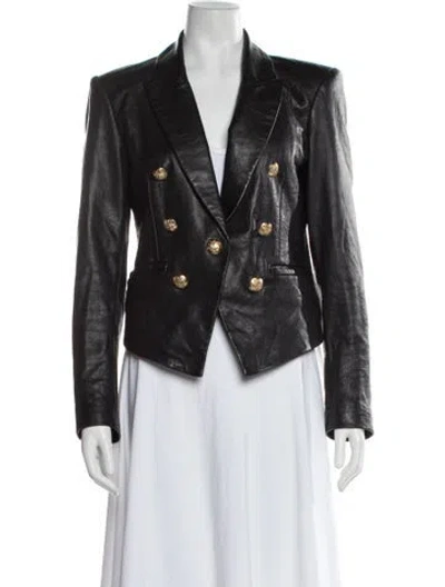 Pre-owned Veronica Beard Leather Blazer In Black