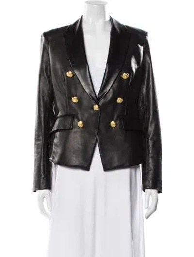 Pre-owned Veronica Beard Leather Blazer In Black