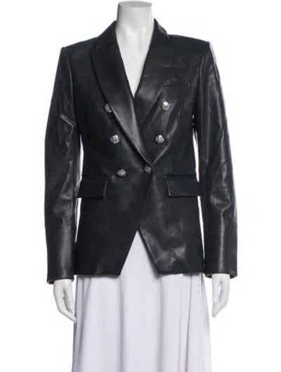 Pre-owned Veronica Beard Leather Blazer In Black